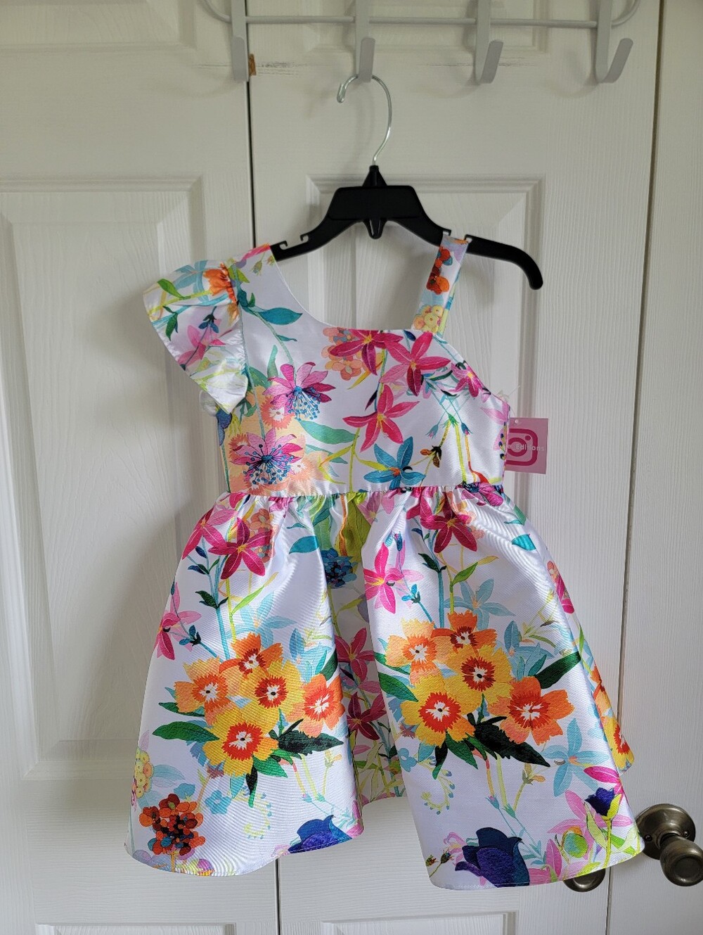 Rare Editions White Floral Bow Party Dress Girls